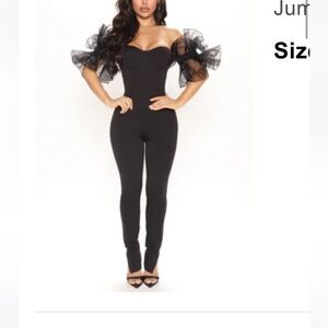 Fashion Nova Elegant Black Off-Shoulder Jumpsuit